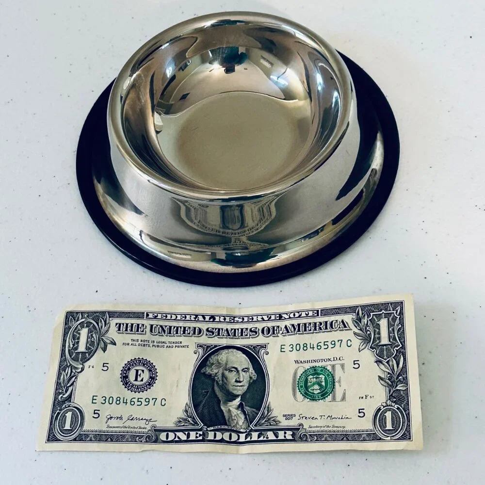 Small Pet Bowl Stainless Steel Cat Food Bowl Water Bowl with Non-Slip Base